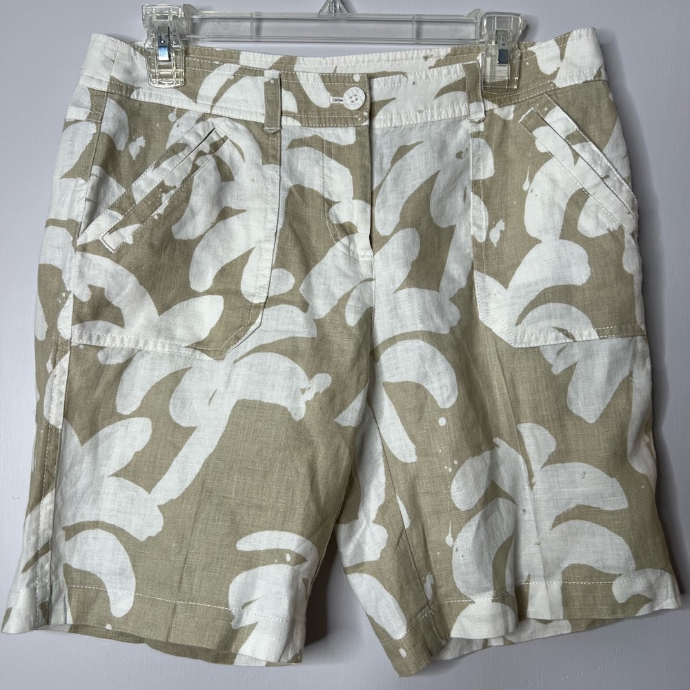 Tommy Bahama Women’s |4| Tan and White Pattern|side/back pockets